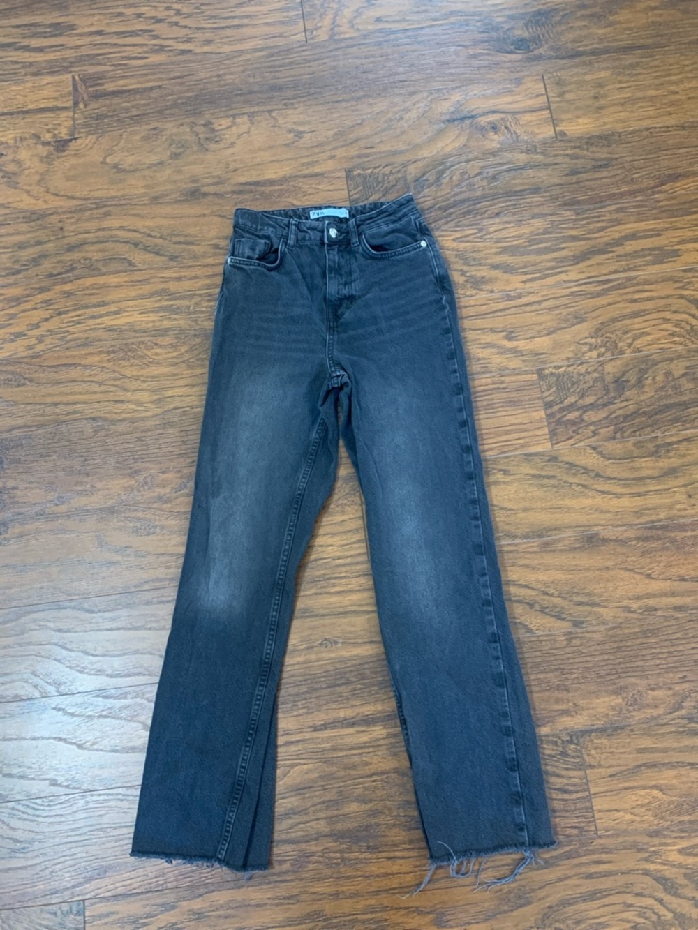 Zara Washed Black Flare Jeans